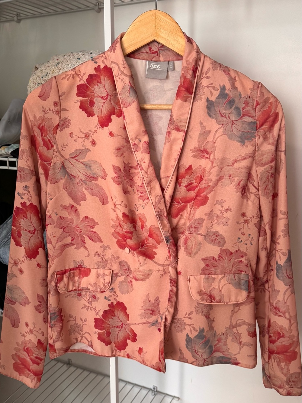 ASOS Peach Floral Satin Blouse